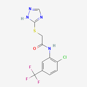 molecular formula C11H8ClF3N4OS B7607451 N-[2-chloro-5-(trifluoromethyl)phenyl]-2-(4H-1,2,4-triazol-3-ylsulfanyl)acetamide 