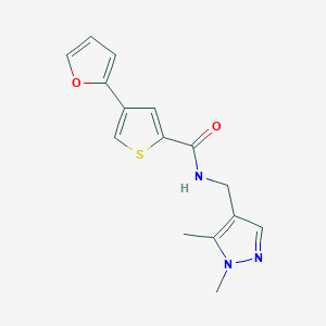 molecular formula C15H15N3O2S B7607459 N-[(1,5-dimethylpyrazol-4-yl)methyl]-4-(furan-2-yl)thiophene-2-carboxamide 