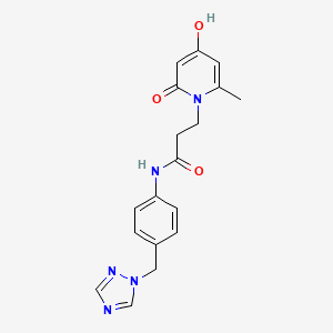 molecular formula C18H19N5O3 B7607523 3-(4-hydroxy-6-methyl-2-oxopyridin-1(2H)-yl)-N-[4-(1H-1,2,4-triazol-1-ylmethyl)phenyl]propanamide 