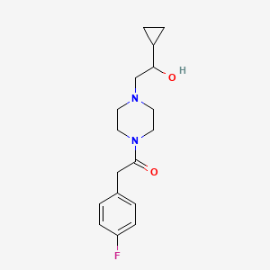 molecular formula C17H23FN2O2 B7607776 1-[4-(2-Cyclopropyl-2-hydroxyethyl)piperazin-1-yl]-2-(4-fluorophenyl)ethanone 