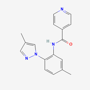 molecular formula C17H16N4O B7607850 N-[5-methyl-2-(4-methylpyrazol-1-yl)phenyl]pyridine-4-carboxamide 