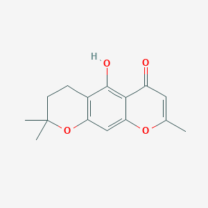 molecular formula C15H16O4 B076079 5-Hydroxy-2,2,8-trimethyl-3,4-dihydropyrano[3,2-g]chromen-6-one CAS No. 13475-11-1