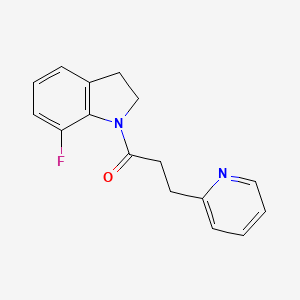 molecular formula C16H15FN2O B7607912 1-(7-Fluoro-2,3-dihydroindol-1-yl)-3-pyridin-2-ylpropan-1-one 