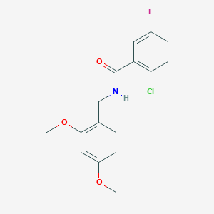 molecular formula C16H15ClFNO3 B7607921 2-chloro-N-(2,4-dimethoxybenzyl)-5-fluorobenzamide 