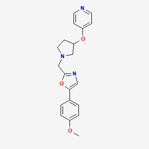 molecular formula C20H21N3O3 B7607990 5-(4-Methoxyphenyl)-2-[(3-pyridin-4-yloxypyrrolidin-1-yl)methyl]-1,3-oxazole 