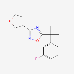 molecular formula C16H17FN2O2 B7608031 5-[1-(3-Fluorophenyl)cyclobutyl]-3-(oxolan-3-yl)-1,2,4-oxadiazole 