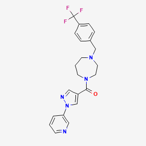 molecular formula C22H22F3N5O B7608065 (1-Pyridin-3-ylpyrazol-4-yl)-[4-[[4-(trifluoromethyl)phenyl]methyl]-1,4-diazepan-1-yl]methanone 