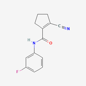 molecular formula C13H11FN2O B7608066 2-cyano-N-(3-fluorophenyl)cyclopentene-1-carboxamide 