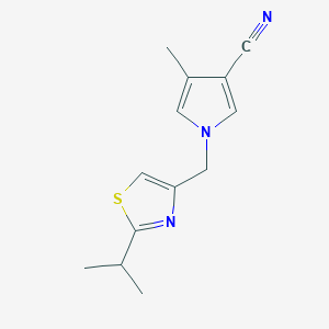 molecular formula C13H15N3S B7608119 4-Methyl-1-[(2-propan-2-yl-1,3-thiazol-4-yl)methyl]pyrrole-3-carbonitrile 