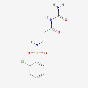 molecular formula C10H12ClN3O4S B7608341 N-carbamoyl-3-[(2-chlorophenyl)sulfonylamino]propanamide 