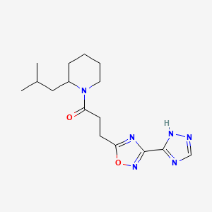 1-[2-(2-methylpropyl)piperidin-1-yl]-3-[3-(1H-1,2,4-triazol-5-yl)-1,2,4-oxadiazol-5-yl]propan-1-one