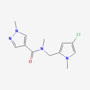 molecular formula C12H15ClN4O B7608399 N-[(4-chloro-1-methylpyrrol-2-yl)methyl]-N,1-dimethylpyrazole-4-carboxamide 