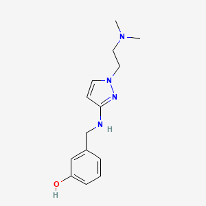 molecular formula C14H20N4O B7608409 3-[[[1-[2-(Dimethylamino)ethyl]pyrazol-3-yl]amino]methyl]phenol 