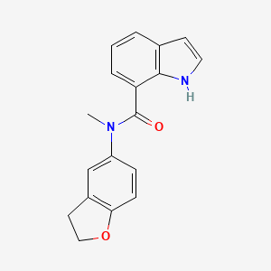 molecular formula C18H16N2O2 B7608422 N-(2,3-dihydro-1-benzofuran-5-yl)-N-methyl-1H-indole-7-carboxamide 