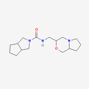 molecular formula C16H27N3O2 B7608466 N-(3,4,6,7,8,8a-hexahydro-1H-pyrrolo[2,1-c][1,4]oxazin-3-ylmethyl)-3,3a,4,5,6,6a-hexahydro-1H-cyclopenta[c]pyrrole-2-carboxamide 