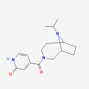 molecular formula C16H23N3O2 B7608662 4-(9-propan-2-yl-3,9-diazabicyclo[4.2.1]nonane-3-carbonyl)-1H-pyridin-2-one 