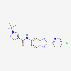 molecular formula C20H19ClN6O B7608668 1-tert-butyl-N-[2-(5-chloropyridin-2-yl)-3H-benzimidazol-5-yl]pyrazole-4-carboxamide 