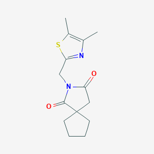 molecular formula C14H18N2O2S B7608729 2-[(4,5-Dimethyl-1,3-thiazol-2-yl)methyl]-2-azaspiro[4.4]nonane-1,3-dione 