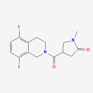 molecular formula C15H16F2N2O2 B7608913 4-(5,8-difluoro-3,4-dihydro-1H-isoquinoline-2-carbonyl)-1-methylpyrrolidin-2-one 