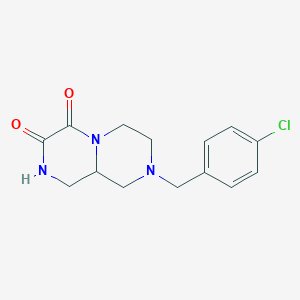 2-[(4-Chlorophenyl)methyl]-1,3,4,8,9,9a-hexahydropyrazino[1,2-a]pyrazine-6,7-dione