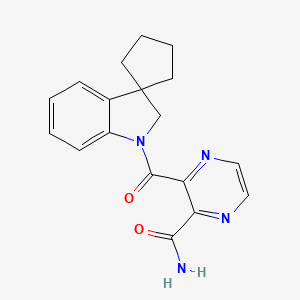 molecular formula C18H18N4O2 B7608950 3-(spiro[2H-indole-3,1'-cyclopentane]-1-carbonyl)pyrazine-2-carboxamide 