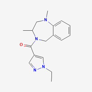 molecular formula C17H22N4O B7609115 (1,3-dimethyl-3,5-dihydro-2H-1,4-benzodiazepin-4-yl)-(1-ethylpyrazol-4-yl)methanone 