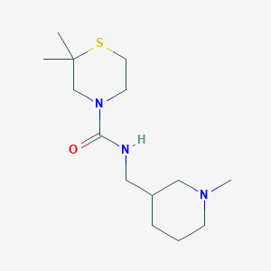 molecular formula C14H27N3OS B7609129 2,2-dimethyl-N-[(1-methylpiperidin-3-yl)methyl]thiomorpholine-4-carboxamide 