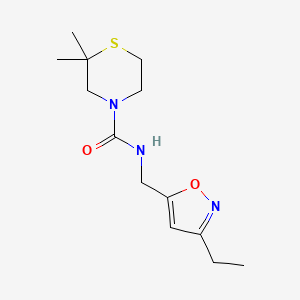 N-[(3-ethyl-1,2-oxazol-5-yl)methyl]-2,2-dimethylthiomorpholine-4-carboxamide