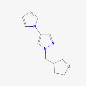 molecular formula C12H15N3O B7609211 1-(Oxolan-3-ylmethyl)-4-pyrrol-1-ylpyrazole 