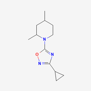 molecular formula C12H19N3O B7609284 3-Cyclopropyl-5-(2,4-dimethylpiperidin-1-yl)-1,2,4-oxadiazole 