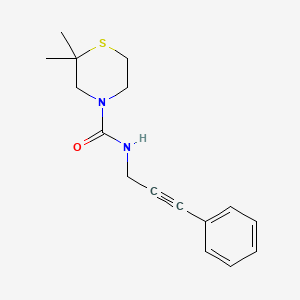 molecular formula C16H20N2OS B7609305 2,2-dimethyl-N-(3-phenylprop-2-ynyl)thiomorpholine-4-carboxamide 