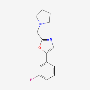 molecular formula C14H15FN2O B7609429 5-(3-Fluorophenyl)-2-(pyrrolidin-1-ylmethyl)-1,3-oxazole 