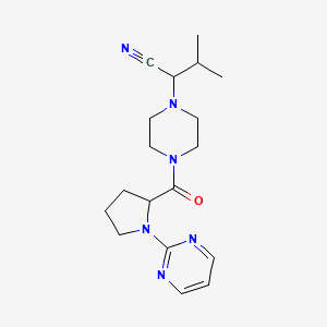 3-Methyl-2-[4-(1-pyrimidin-2-ylpyrrolidine-2-carbonyl)piperazin-1-yl]butanenitrile