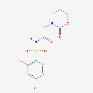 N-(4-chloro-2-fluorophenyl)sulfonyl-2-(2-oxo-1,3-oxazinan-3-yl)acetamide