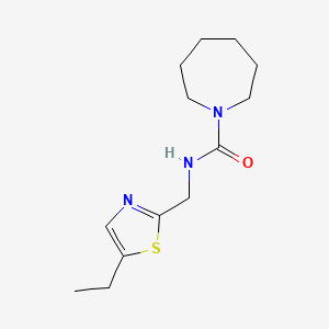 molecular formula C13H21N3OS B7609664 N-[(5-ethyl-1,3-thiazol-2-yl)methyl]azepane-1-carboxamide 