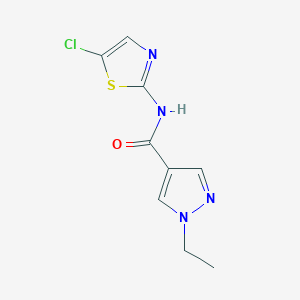 molecular formula C9H9ClN4OS B7609699 N-(5-chloro-1,3-thiazol-2-yl)-1-ethylpyrazole-4-carboxamide 