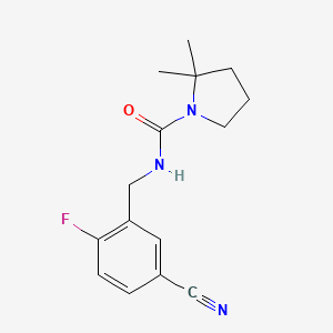 molecular formula C15H18FN3O B7609752 N-[(5-cyano-2-fluorophenyl)methyl]-2,2-dimethylpyrrolidine-1-carboxamide 