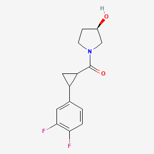 molecular formula C14H15F2NO2 B7609832 [2-(3,4-difluorophenyl)cyclopropyl]-[(3R)-3-hydroxypyrrolidin-1-yl]methanone 