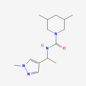 molecular formula C14H24N4O B7609977 3,5-dimethyl-N-[1-(1-methylpyrazol-4-yl)ethyl]piperidine-1-carboxamide 