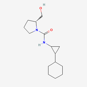 molecular formula C15H26N2O2 B7609995 (2R)-N-(2-cyclohexylcyclopropyl)-2-(hydroxymethyl)pyrrolidine-1-carboxamide 