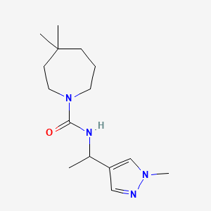 molecular formula C15H26N4O B7610020 4,4-dimethyl-N-[1-(1-methylpyrazol-4-yl)ethyl]azepane-1-carboxamide 