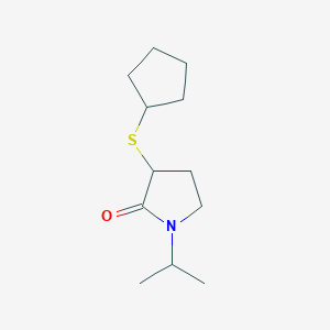 molecular formula C12H21NOS B7610066 3-Cyclopentylsulfanyl-1-propan-2-ylpyrrolidin-2-one 