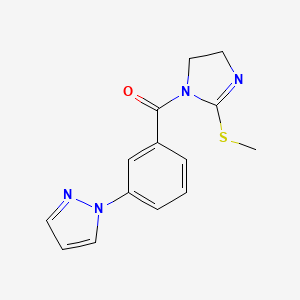 molecular formula C14H14N4OS B7610317 (2-Methylsulfanyl-4,5-dihydroimidazol-1-yl)-(3-pyrazol-1-ylphenyl)methanone 