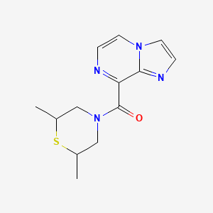 molecular formula C13H16N4OS B7610453 (2,6-Dimethylthiomorpholin-4-yl)-imidazo[1,2-a]pyrazin-8-ylmethanone 