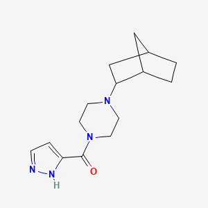 molecular formula C15H22N4O B7610490 [4-(2-bicyclo[2.2.1]heptanyl)piperazin-1-yl]-(1H-pyrazol-5-yl)methanone 