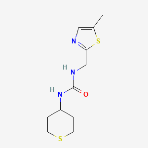 molecular formula C11H17N3OS2 B7610493 1-[(5-Methyl-1,3-thiazol-2-yl)methyl]-3-(thian-4-yl)urea 