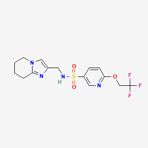 molecular formula C15H17F3N4O3S B7610552 N-(5,6,7,8-tetrahydroimidazo[1,2-a]pyridin-2-ylmethyl)-6-(2,2,2-trifluoroethoxy)pyridine-3-sulfonamide 