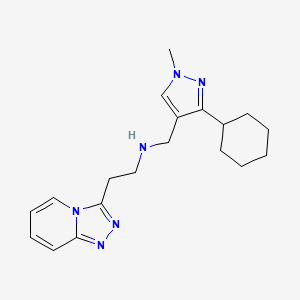 molecular formula C19H26N6 B7610563 N-[(3-cyclohexyl-1-methylpyrazol-4-yl)methyl]-2-([1,2,4]triazolo[4,3-a]pyridin-3-yl)ethanamine 