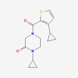 molecular formula C15H18N2O2S B7610575 1-Cyclopropyl-4-(3-cyclopropylthiophene-2-carbonyl)piperazin-2-one 