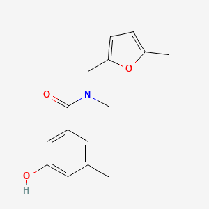 molecular formula C15H17NO3 B7610622 3-hydroxy-N,5-dimethyl-N-[(5-methylfuran-2-yl)methyl]benzamide 